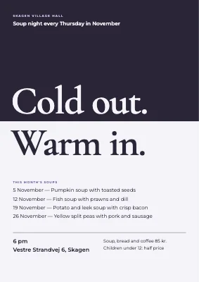 Soup night — cold out, warm in