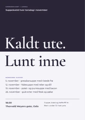 Suppekveld — kaldt ute, varmt inne
