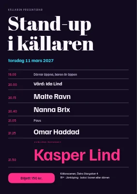 Stand up-kväll — körschemat