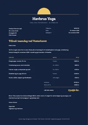 Tilbud — yogastudie