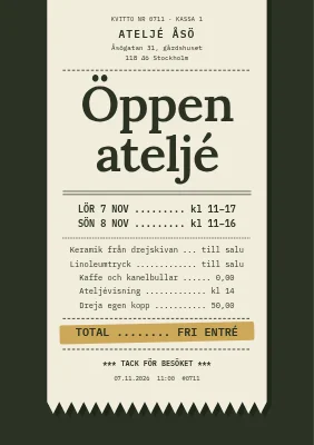 Öppen ateljé — kvitto