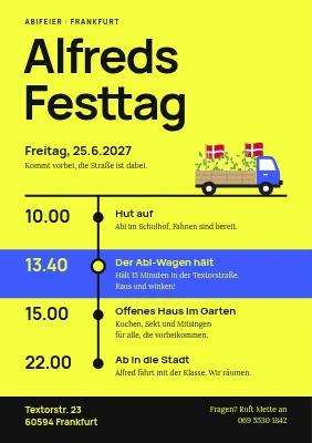Abschlussfeier — der Zeitplan des Tages