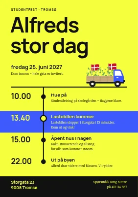 Studentfest — dagens tidslinje