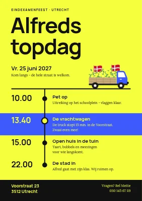 Afstudeerfeest — de tijdlijn van de dag
