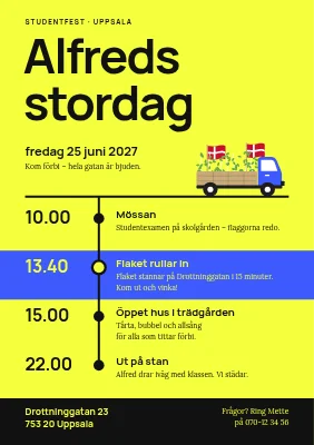 Examensfest — dagens tidslinje