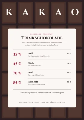 Schokoladenbar — heißer Kakao und Kuchen
