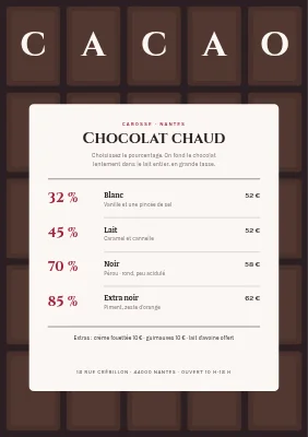 Page 1 de Bar à chocolat — chocolat chaud et gâteaux