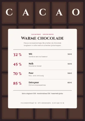 Chocoladebar — warme chocolademelk en gebak