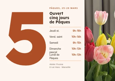 Horaires de Pâques — fleuriste