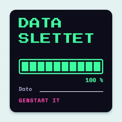Data slettet med statuslinje