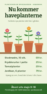 Dørplakat til planteskole — nu kommer haveplanterne