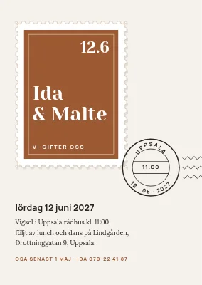 Bröllopsinbjudan — frimärke, Frederiksberg