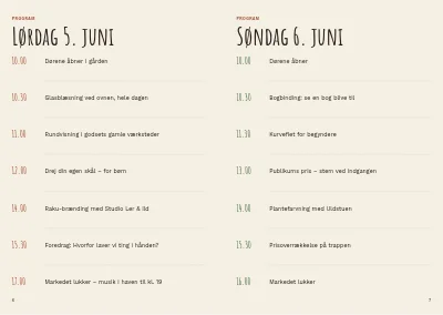Side 6–7 af Program og udstillerliste for kunsthåndværkermarked – 32 sider
