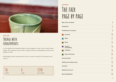 Pages 2–3 of Programme and exhibitor list for a crafts fair – 32 pages
