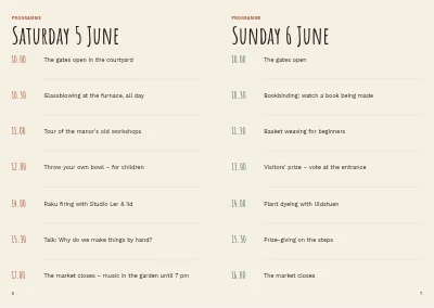 Pages 6–7 of Programme and exhibitor list for a crafts fair – 32 pages