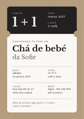 Chá de bebé em Nørrebro — bilhete