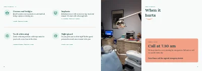 Pages 8–9 of Information brochure for a dental clinic – 16 pages