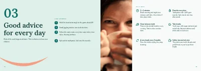 Pages 12–13 of Information brochure for a dental clinic – 16 pages