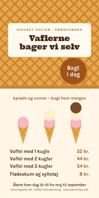 Dørplakat til isbar — hjemmelavede vafler