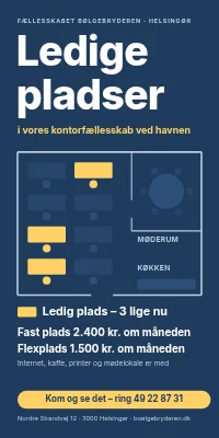 Dørplakat til kontorfællesskab — ledige pladser