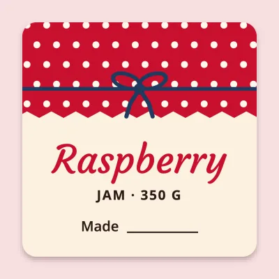 Jam with a polka-dot cloth cap