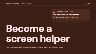 Volunteer recruitment — screen helpers