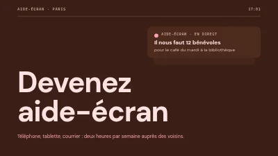 Page 1 de Recrutement de bénévoles — aides pour les projections