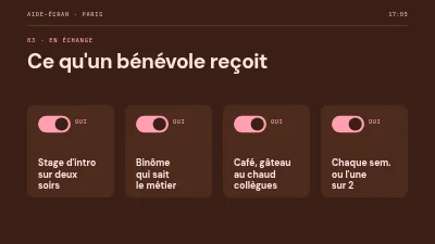 Page 5 de Recrutement de bénévoles — aides pour les projections