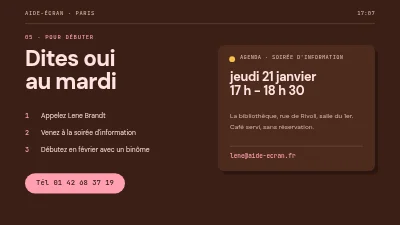 Page 7 de Recrutement de bénévoles — aides pour les projections