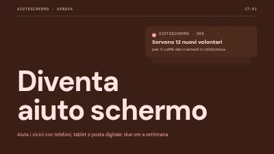 Reclutamento volontari — aiutanti agli schermi