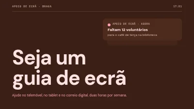 Recrutamento de voluntários — ajudantes de ecrã