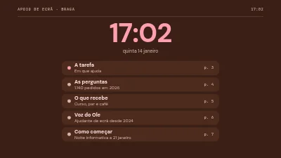 Página 2 de Recrutamento de voluntários — ajudantes de ecrã
