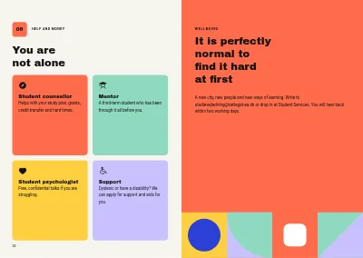 Pages 20–21 of Welcome guide for a business academy – 48 pages