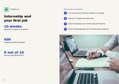 Pages 30–31 of Welcome guide for a business academy – 48 pages