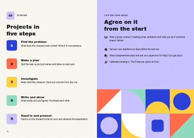 Pages 16–17 of Welcome guide for a business academy – 48 pages