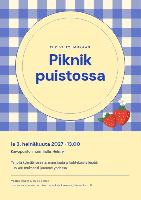 Piknik puistossa — ruudullinen viltti