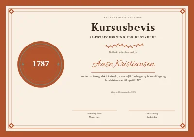 Kursusbevis — slægtsforskning