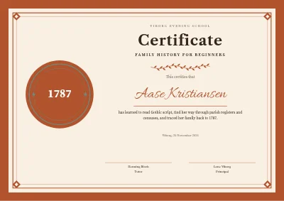 Course certificate — family history