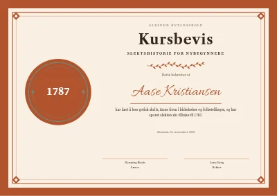 Kursbevis — slektshistorie