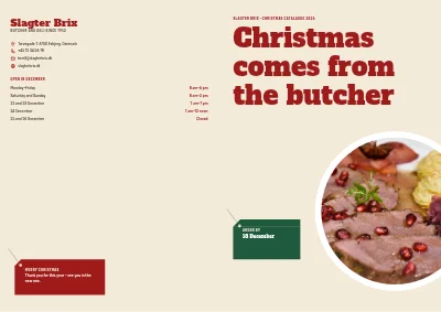Cover of Christmas order catalogue for a butcher – 12 pages