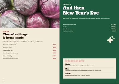 Pages 8–9 of Christmas order catalogue for a butcher – 12 pages