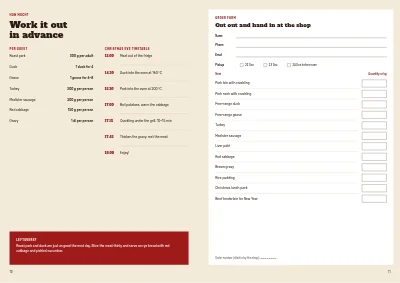 Pages 10–11 of Christmas order catalogue for a butcher – 12 pages