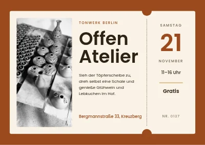 Offenes Atelier — Ticket für den Keramik-Workshop