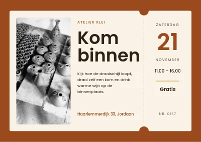 Open atelier — ticket voor keramiekworkshop