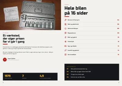 Side 2–3 af Servicekatalog for autoværksted – 16 sider
