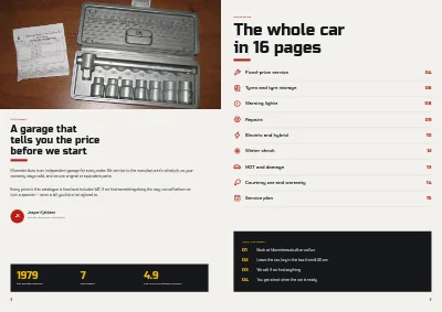 الصفحات 2–3 من Service catalogue for a car garage – 16 pages