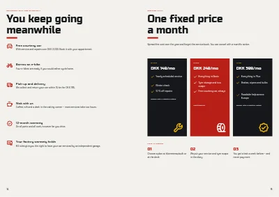 الصفحات 14–15 من Service catalogue for a car garage – 16 pages