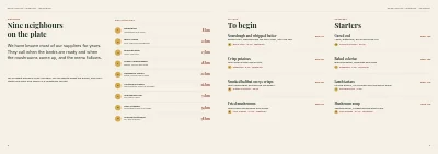 Pages 2–3 of Menu booklet for a restaurant – 8 pages
