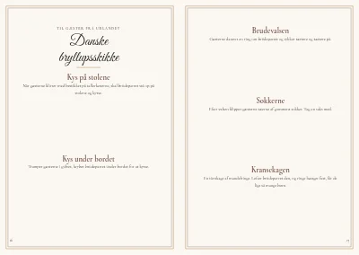 Side 16–17 af Bryllupsprogram med sange og bordplan – 24 sider