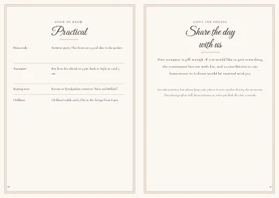 Pages 20–21 of Wedding programme with songs and seating plan – 24 pages